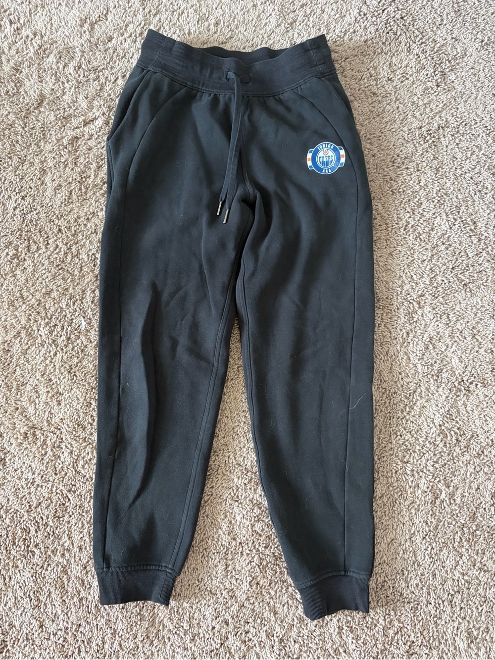 lululemon athletica Black Jogger Sweatpants with Blue Badge